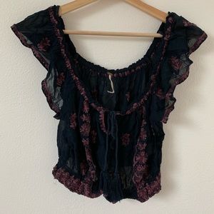 Free people paisley park peasant top